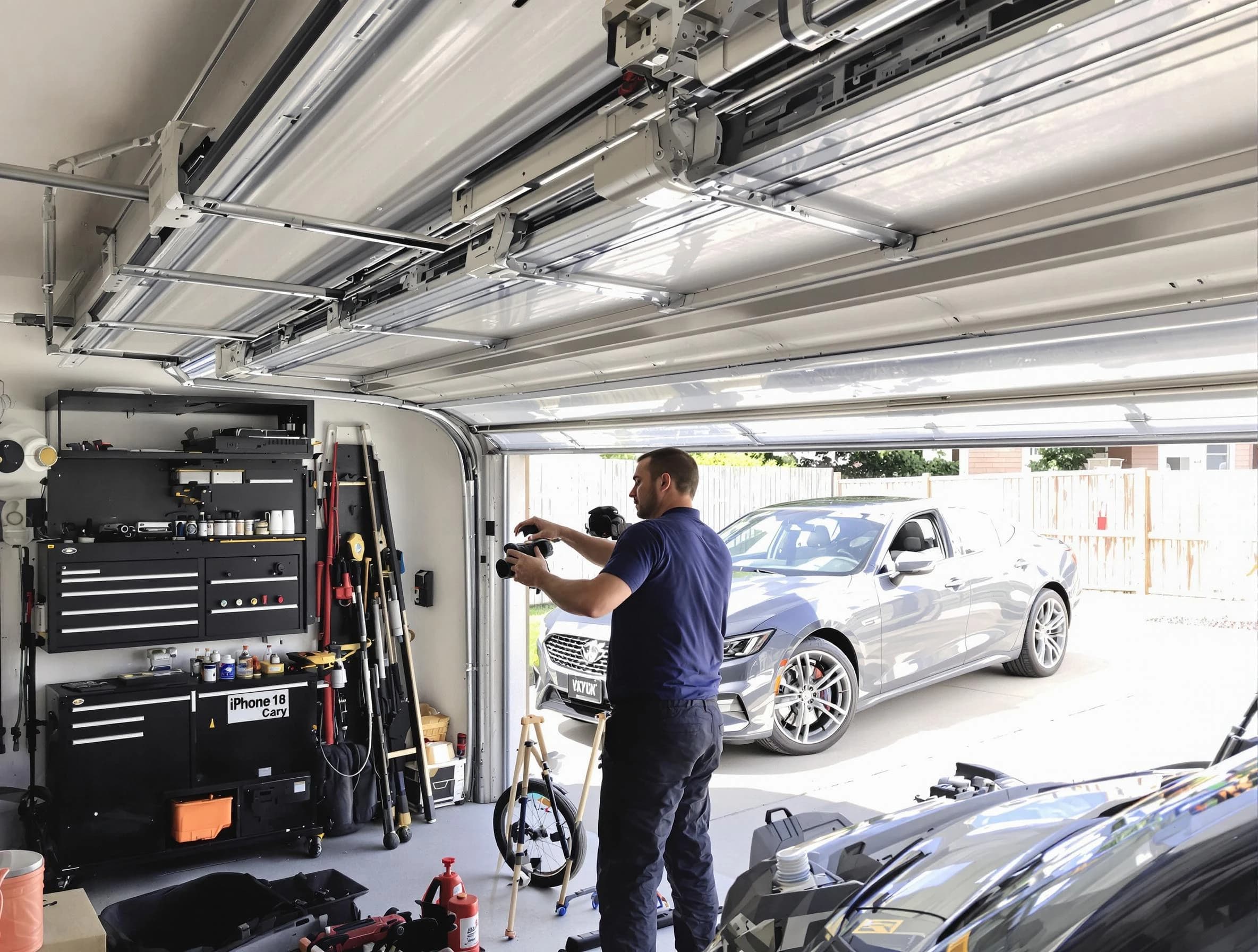 Cranston Garage Door Repair technician fixing noisy garage door in Cranston
