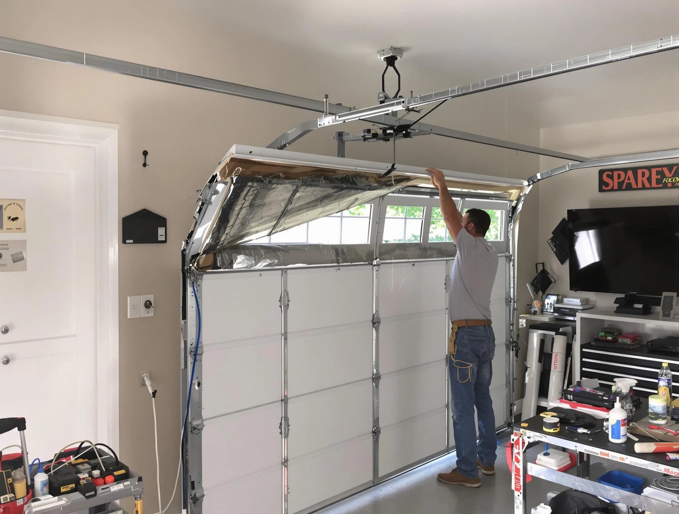 Garage door section replacement by Cranston Garage Door Repair in Cranston
