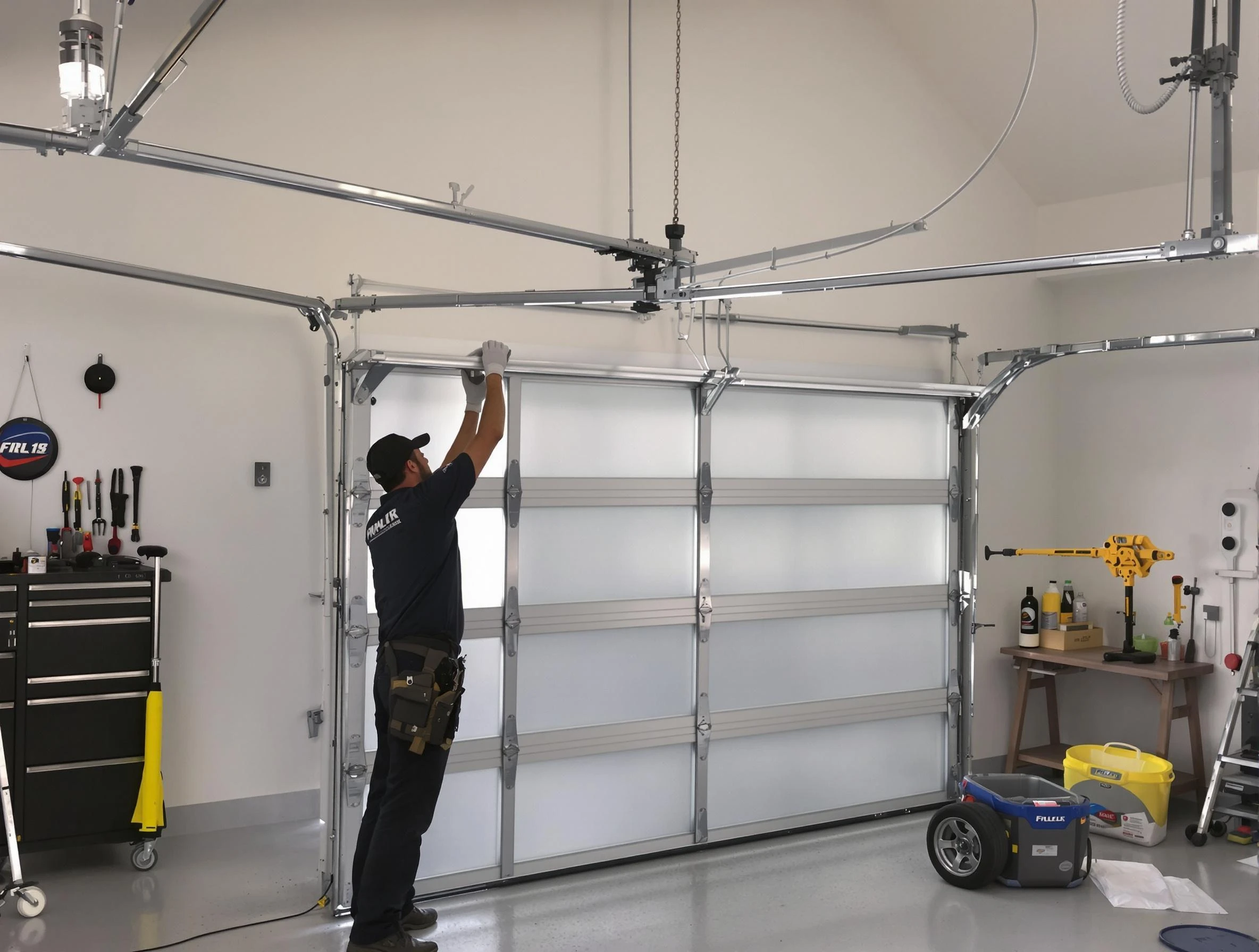 Cranston Garage Door Repair certified team performing precision garage door installation in Cranston